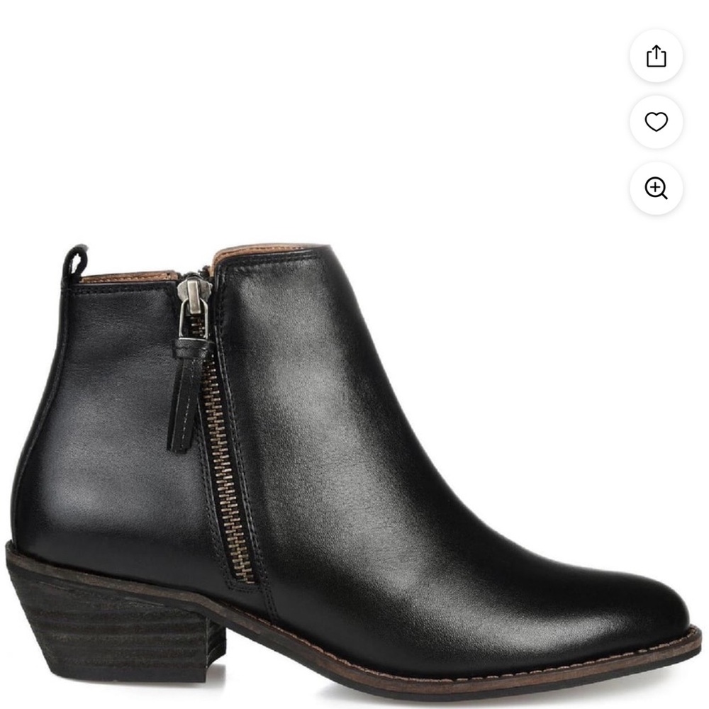 Journee Black Leather Ankle Boots